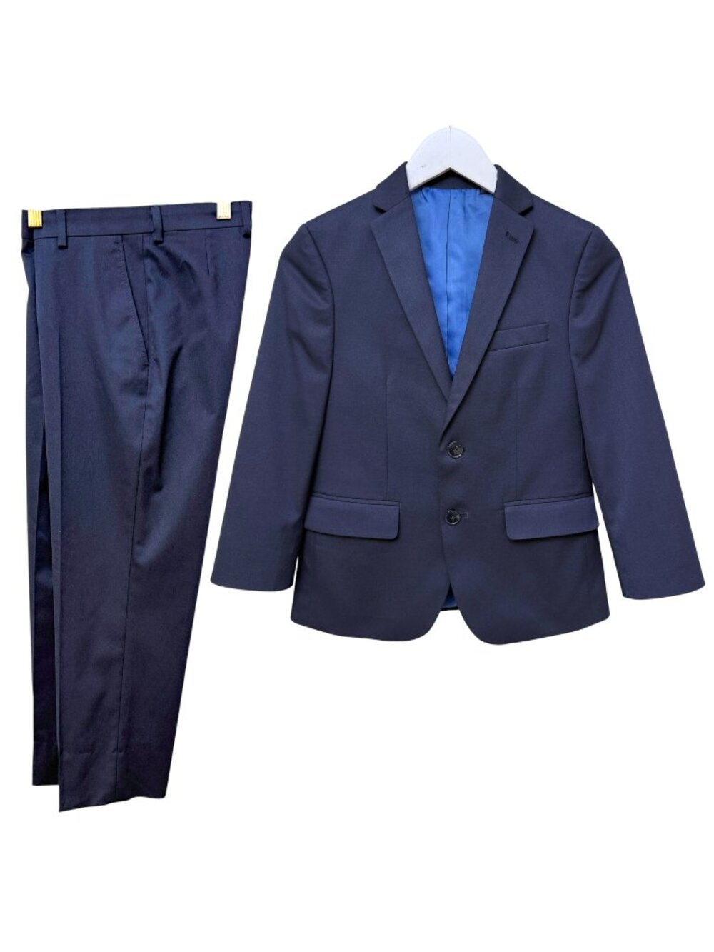 Jos A Bank Boys Suit Size 12 Navy Blue Jacket + Pants Wool Blend School Formal